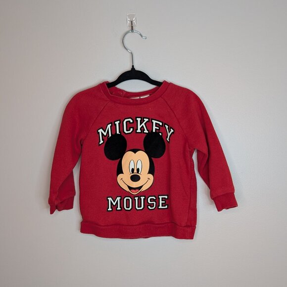 💙 2 for 15 💙 H&M Red Mickey Mouse Varsity Style Sweater - Picture 1 of 4